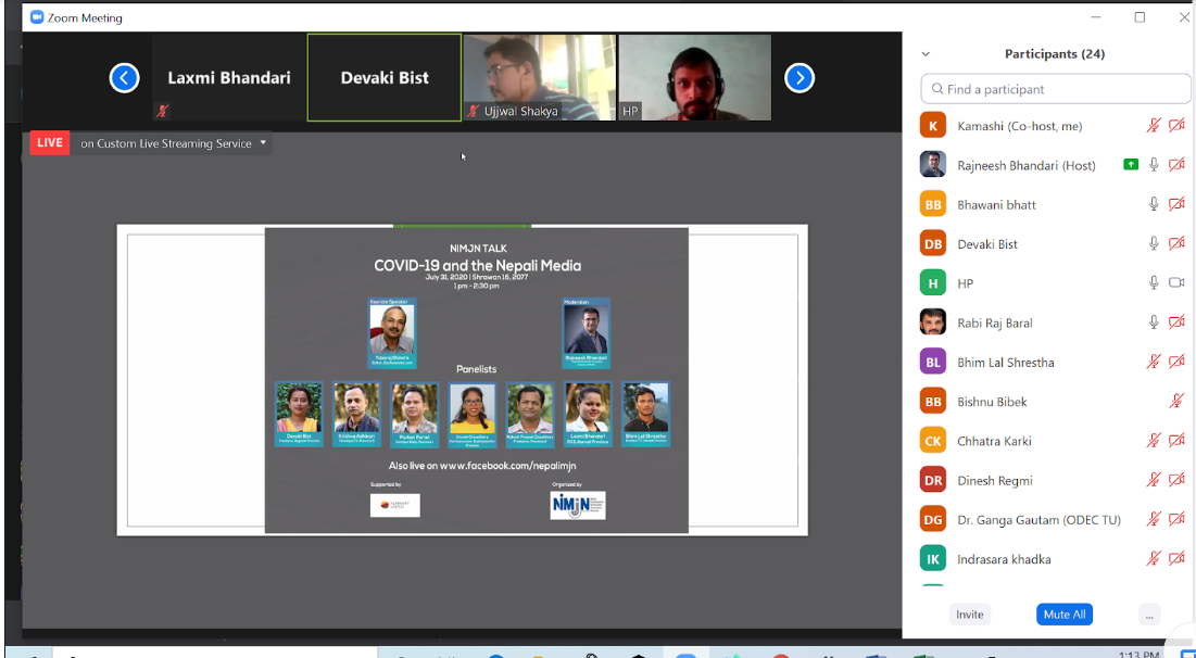 NIMJN Talk on Covid19 and Nepali Media